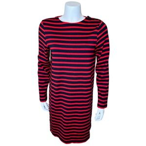 Boden Striped Shift Dress 8 US Red Blue Pullover Cotton